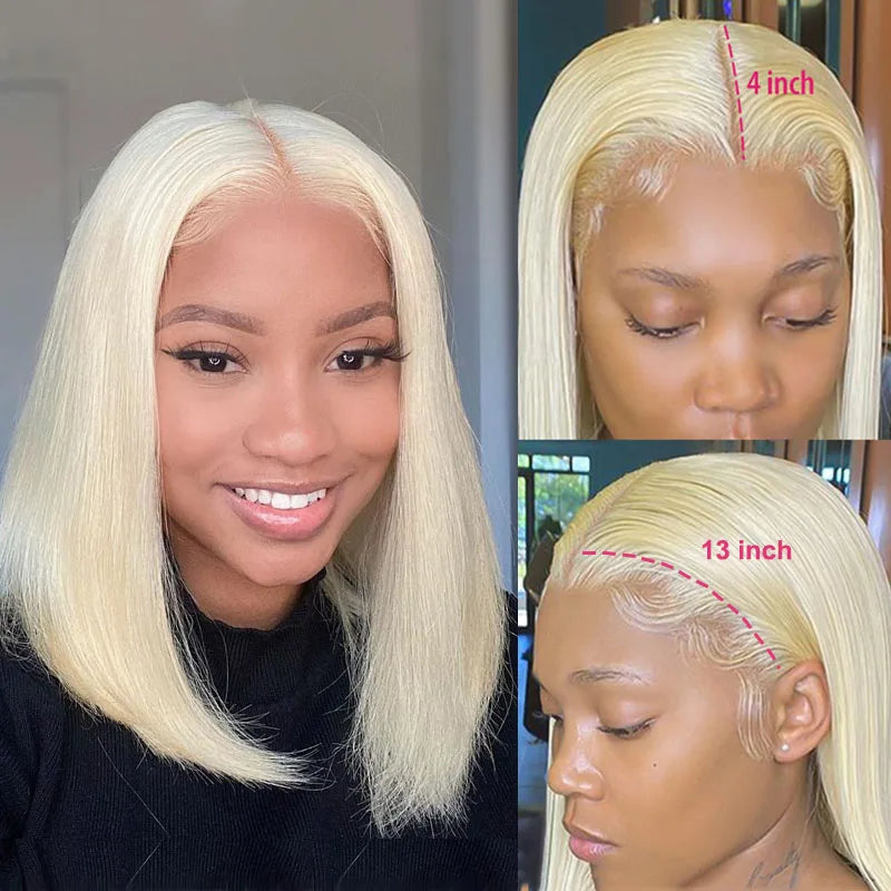 613 Honey Blonde Bob Lace Front Human Hair Wigs 13x4 Remy Brazilian Straight Short Bob 10 14 Inch
