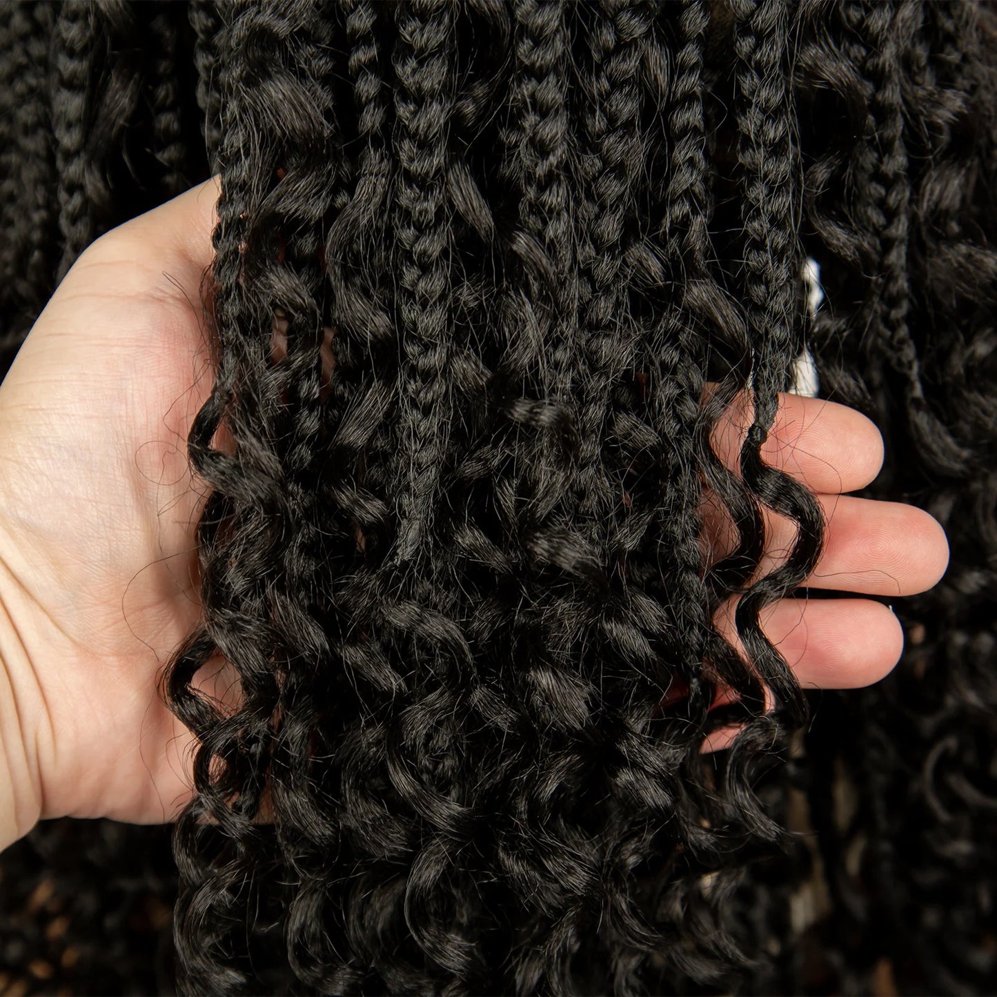 Curly Braided Wig | Boho Box Braids | Full Lace Wig | Knotless Braids | Brown Wig | Synthetic Hair | Black Women