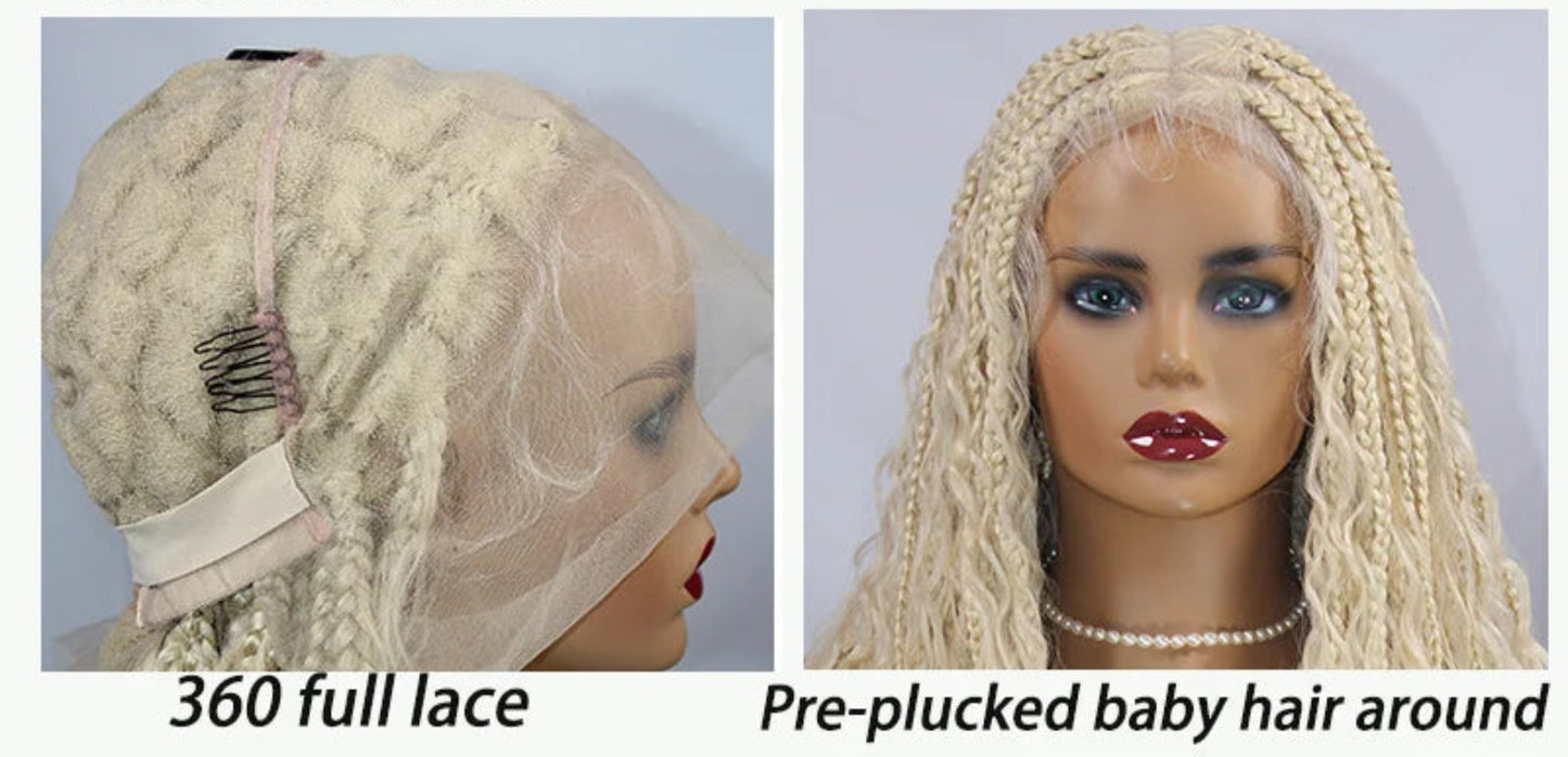 36" Ombre Goddess Locs Braids Wig | 360 Lace Front | Baby Hair | Bohemian Style