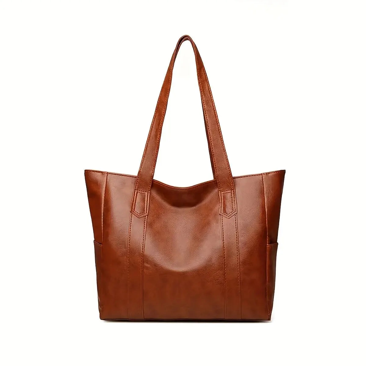 PU Leather Solid Casual Tote | Hard Vintage Large Capacity Shoulder Bag Luxegan