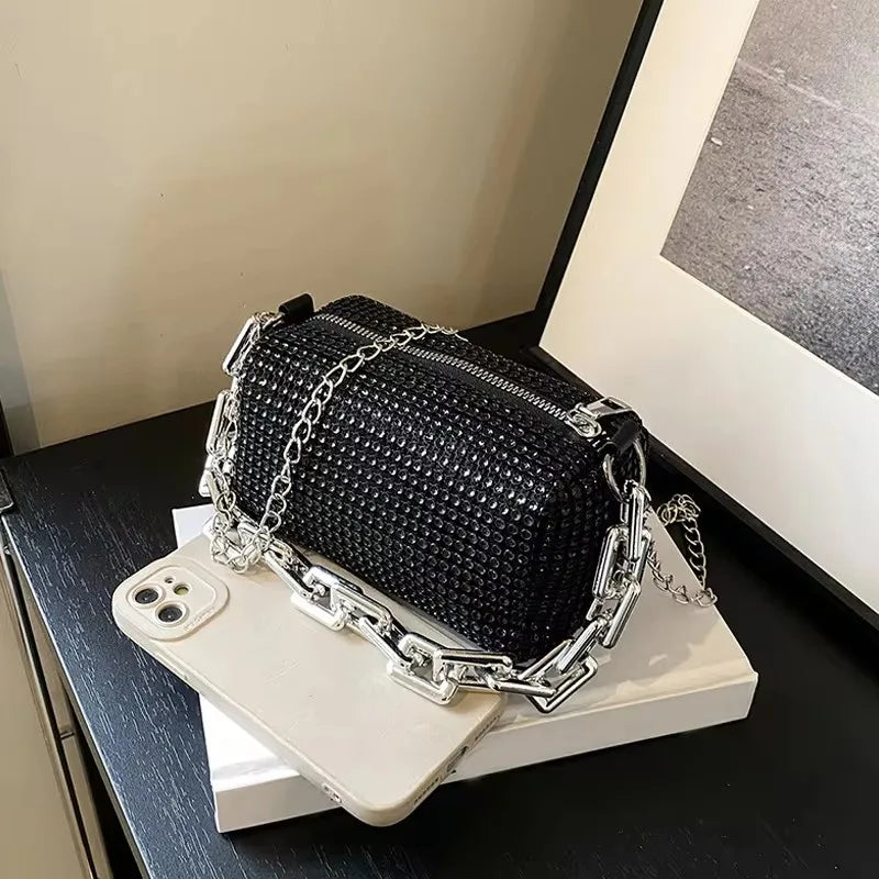 Luxury Women's Horseshoe Bucket Bag | New High Quality PU Leather One Shoulder Handbag (Exquisite Rivet & Chain Design) Luxegan