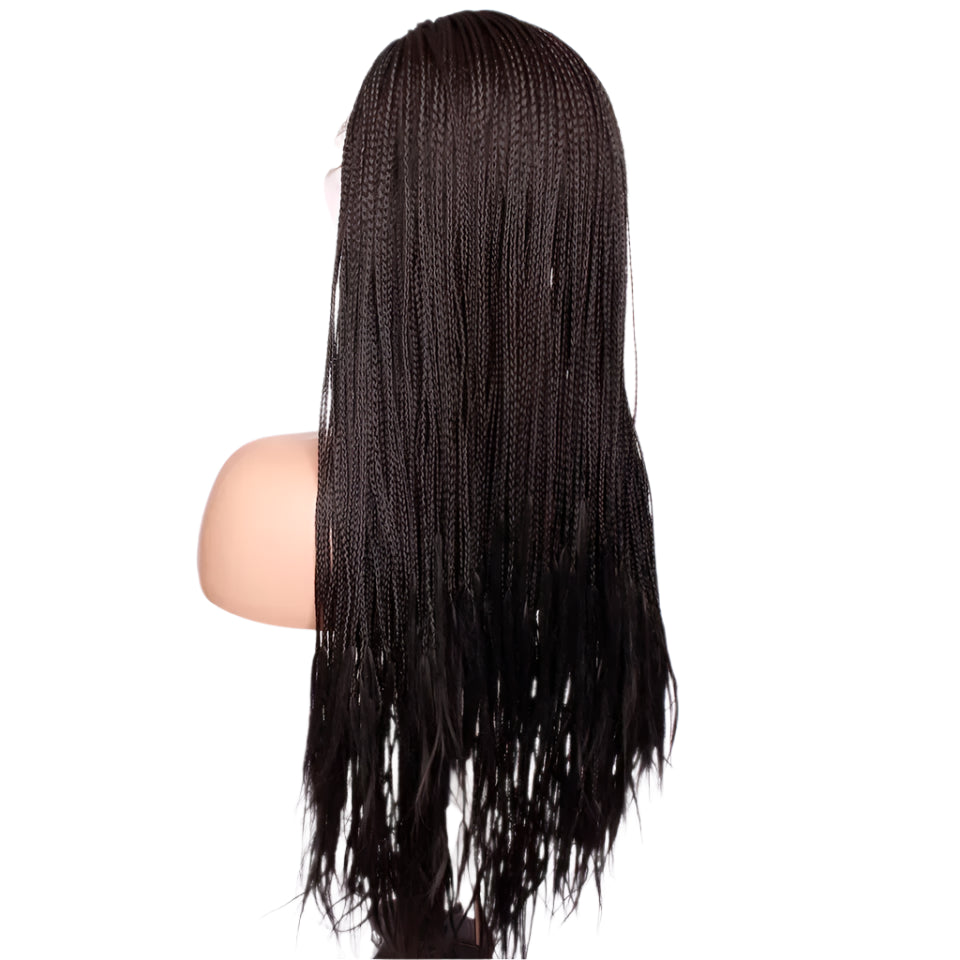 4" Micro Box Braids Cornrow Wig | 13x3 Lace Front | Hand Braided | Synthetic Hair | Black Women