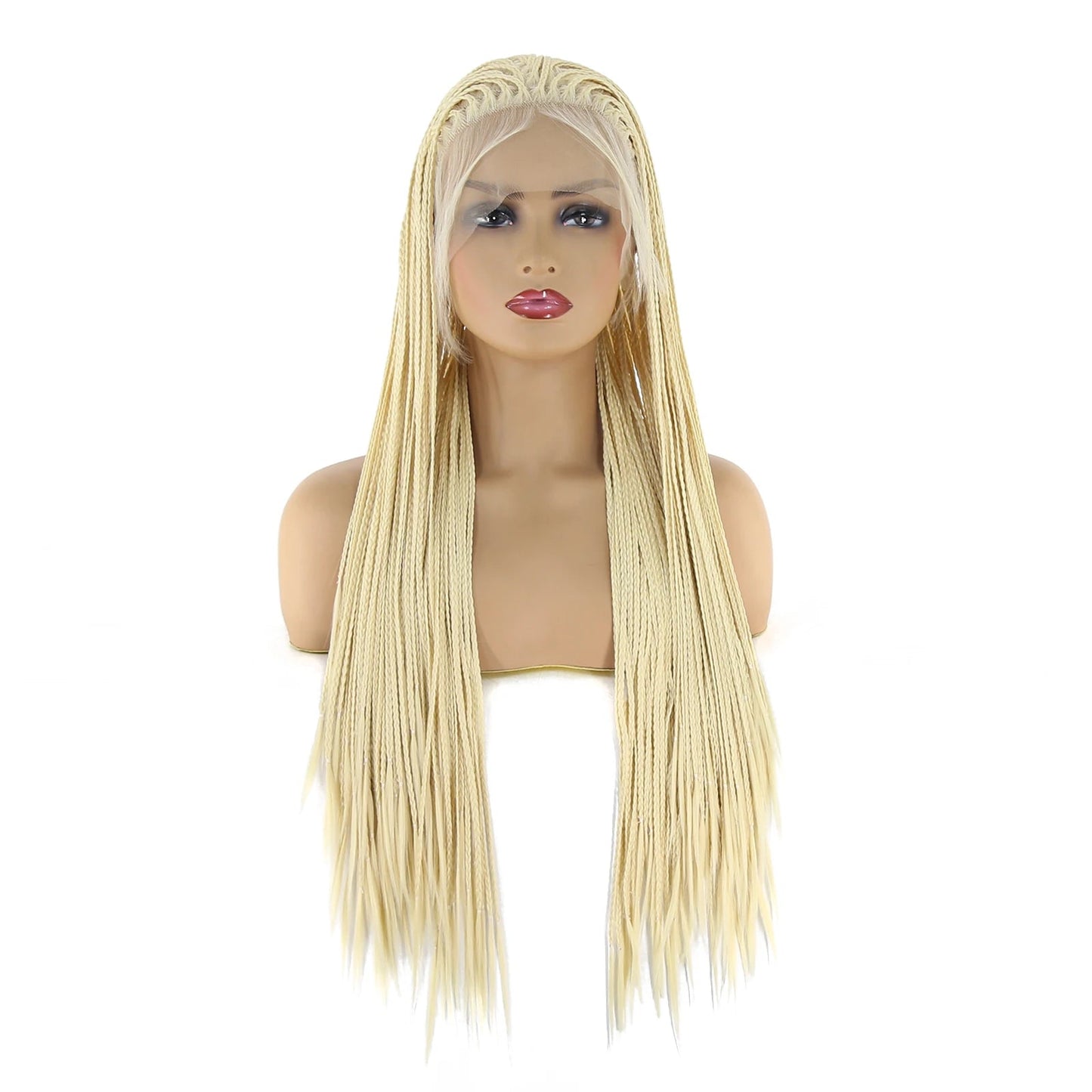 613 Blonde Box Braids Wig | Long Synthetic Lace Front | Heat Resistant | Black Women Luxegan