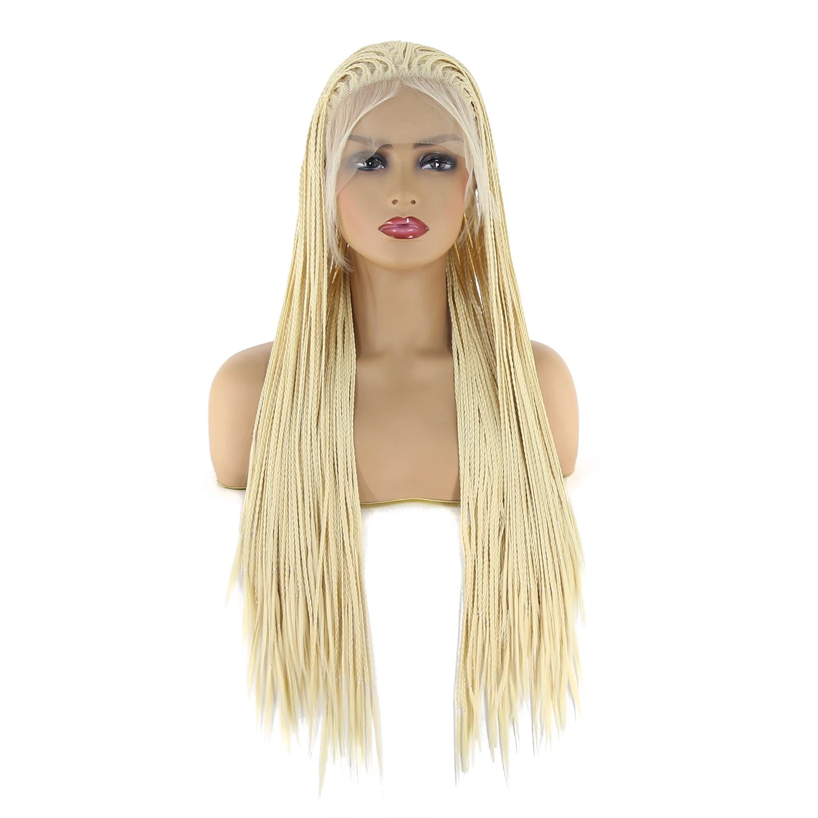 613 Blonde Box Braids Wig | Long Synthetic Lace Front | Heat Resistant | Black Women Luxegan