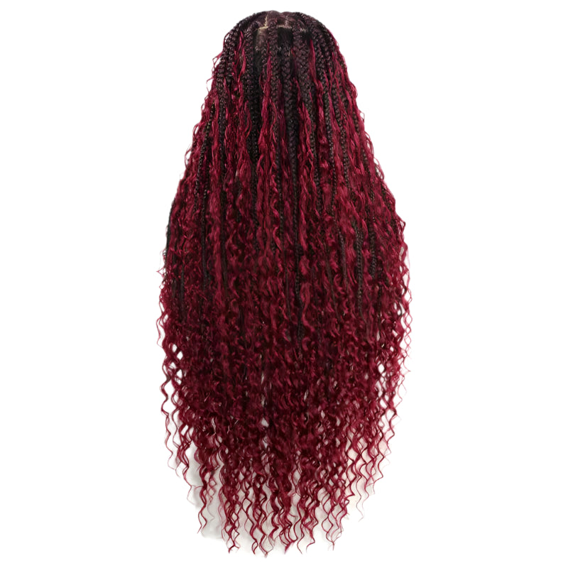 360 Synthetic Lace Front Box Braids Wig Bohemian Goddess Locs Braided Wig With Baby Hair Full Lace Braided Wigs Women Ombre Wig Luxegan