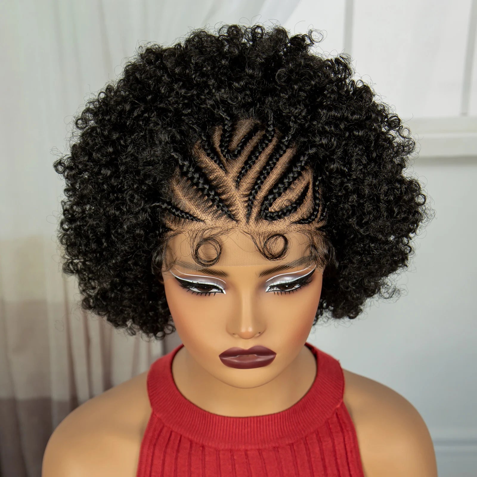 Natural Afro Kinky Curly Braids Bob Wig | Transparent Lace Front | Baby Hair Luxegan