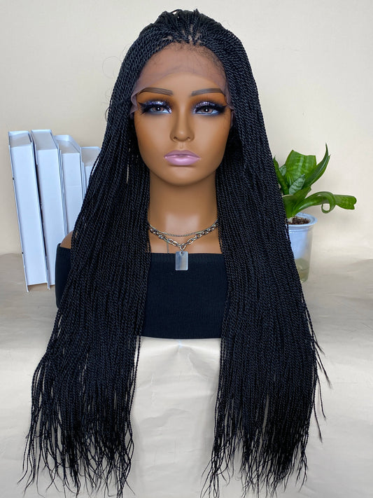 30 Inch Box Braids Wig | Kanekalon Fiber | Heat Resistant | Lace Front | For Black Women
