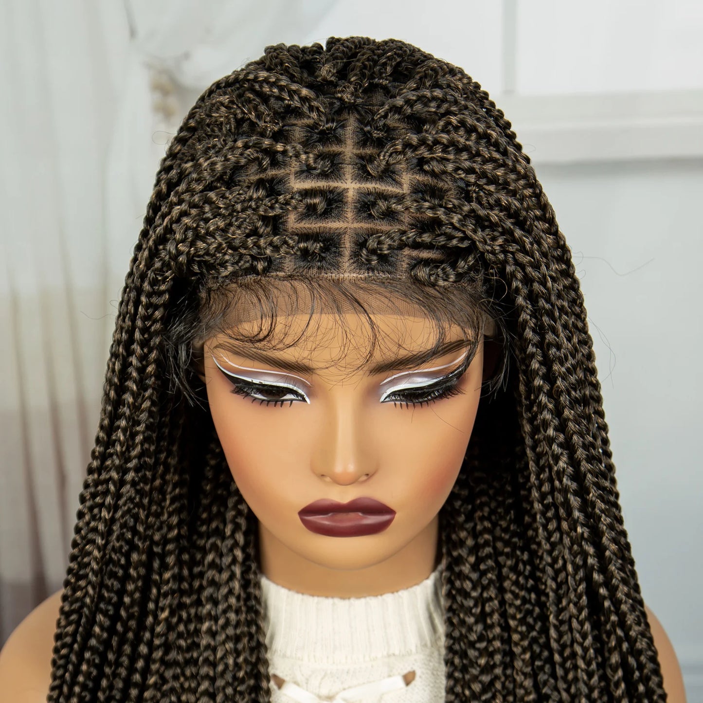 36" Ombre Knotless Braids Wig | 1B/27 | 9x6 Lace Front | Baby Hair Luxegan