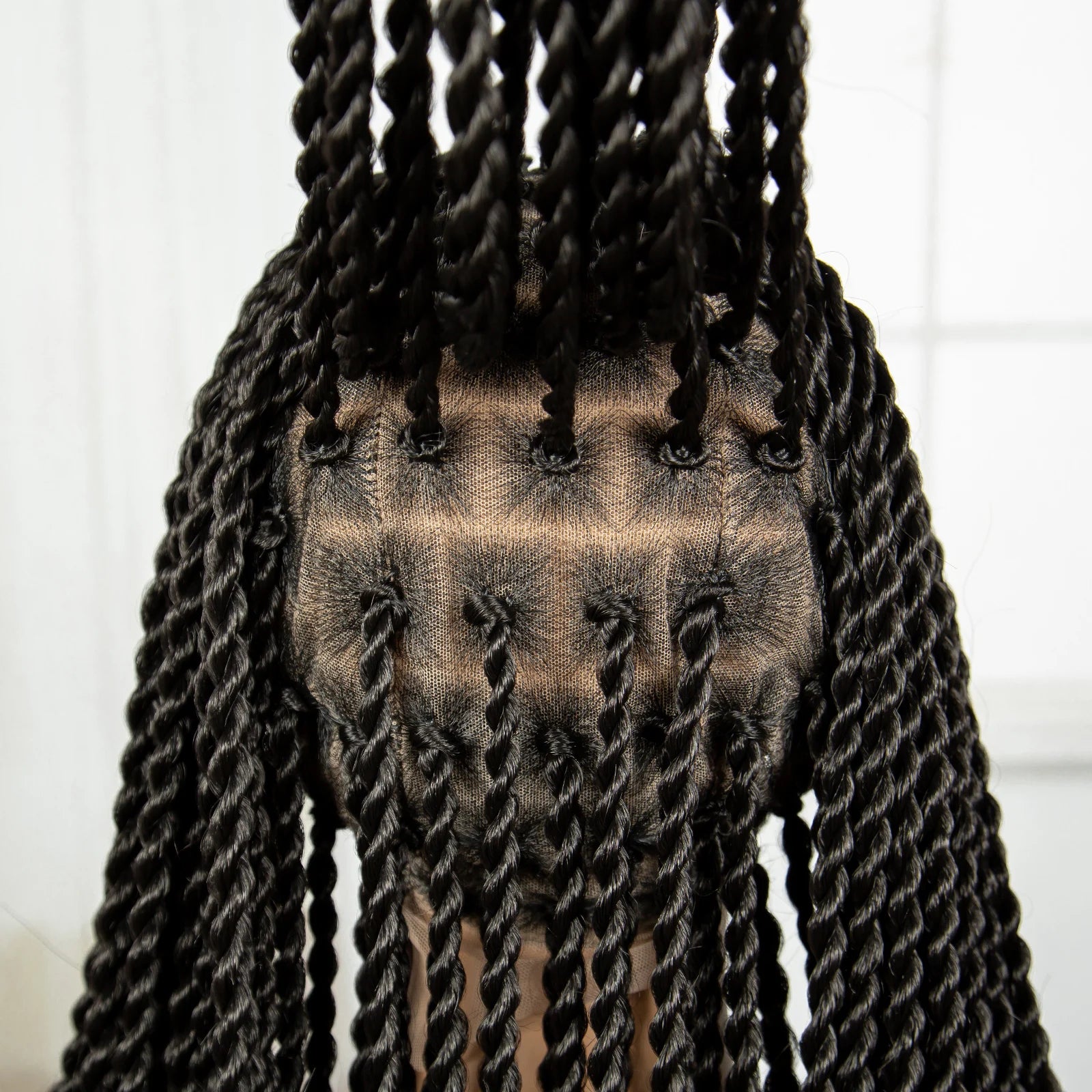 38" Long Twist Knotless Braids Wig | Transparent Full Lace | Baby Hair Luxegan