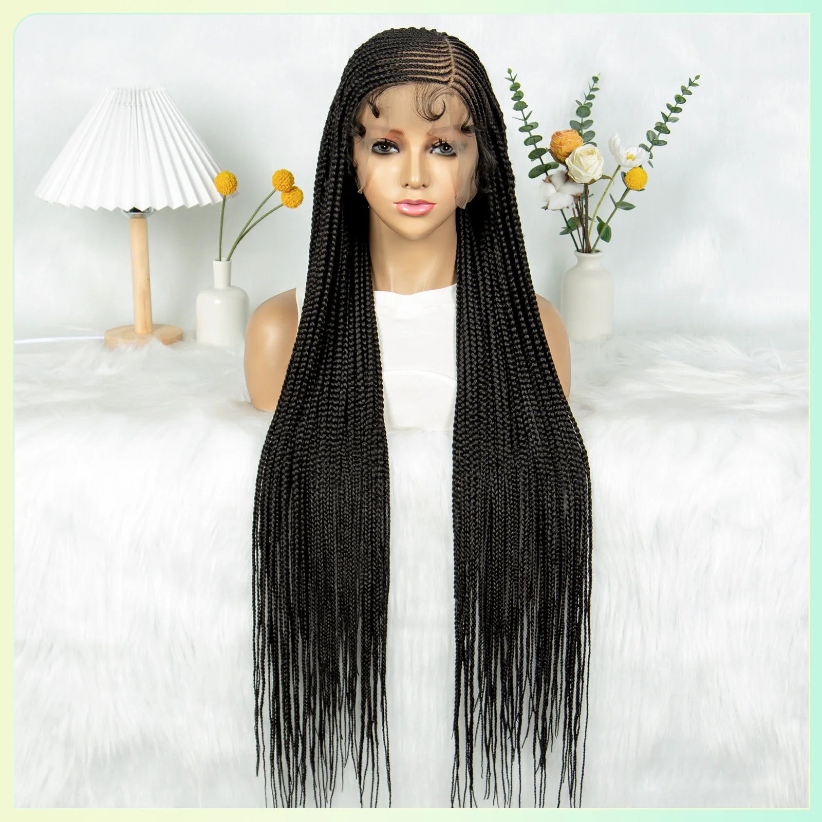 Full Lace Cornrow Knotless Box Braids Wig with Baby Hair Luxegan
