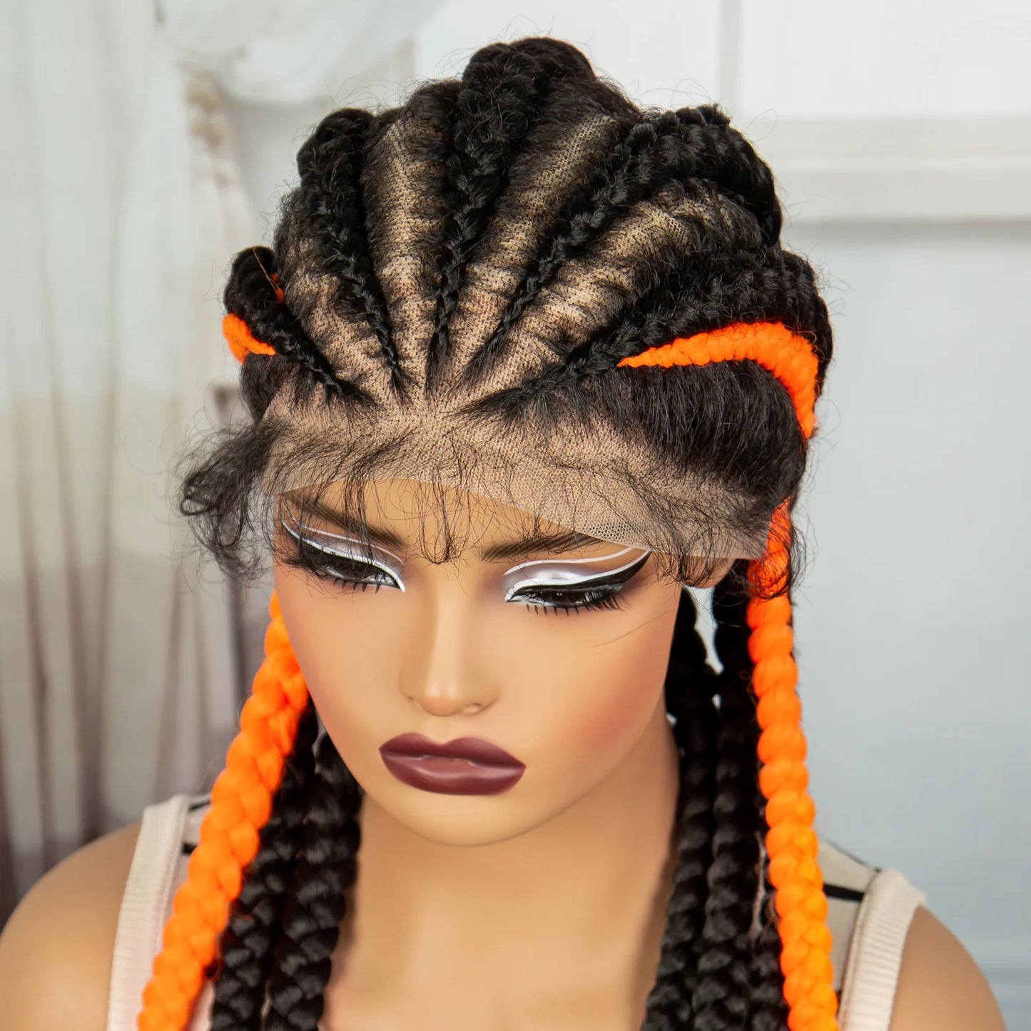 Natural Afro Kinky Curly Cornrow Braids Wig | Full Lace | Baby Hair Luxegan
