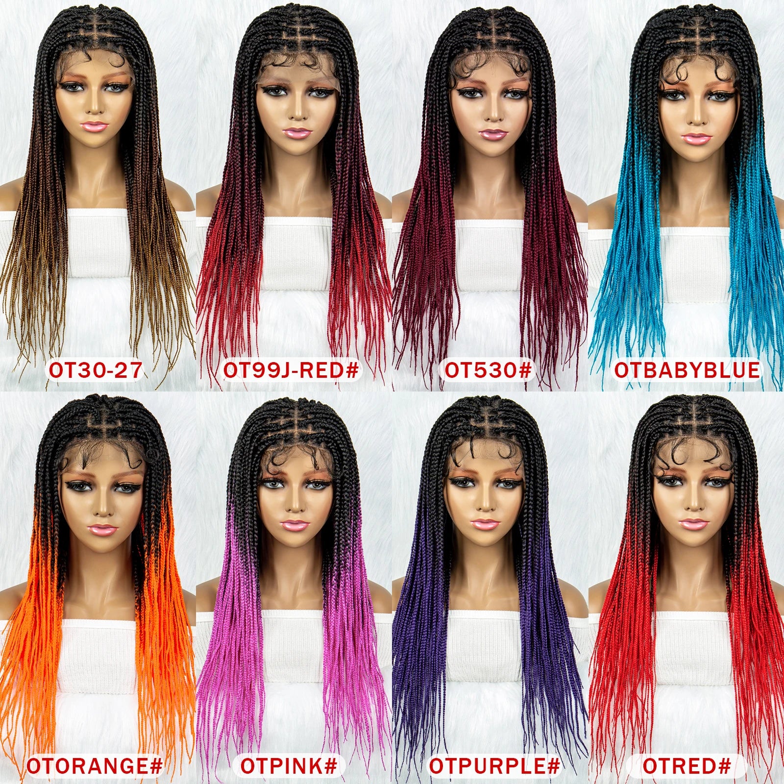 Colorful Knotless Box Braids Wig | Full Lace Front with Baby Hair Luxegan