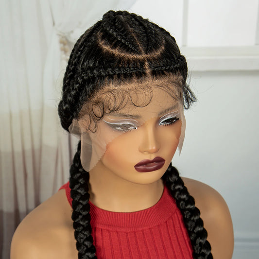 48" Super Long Cornrow Knotless Braids Wig | Full Lace Frontal Luxegan