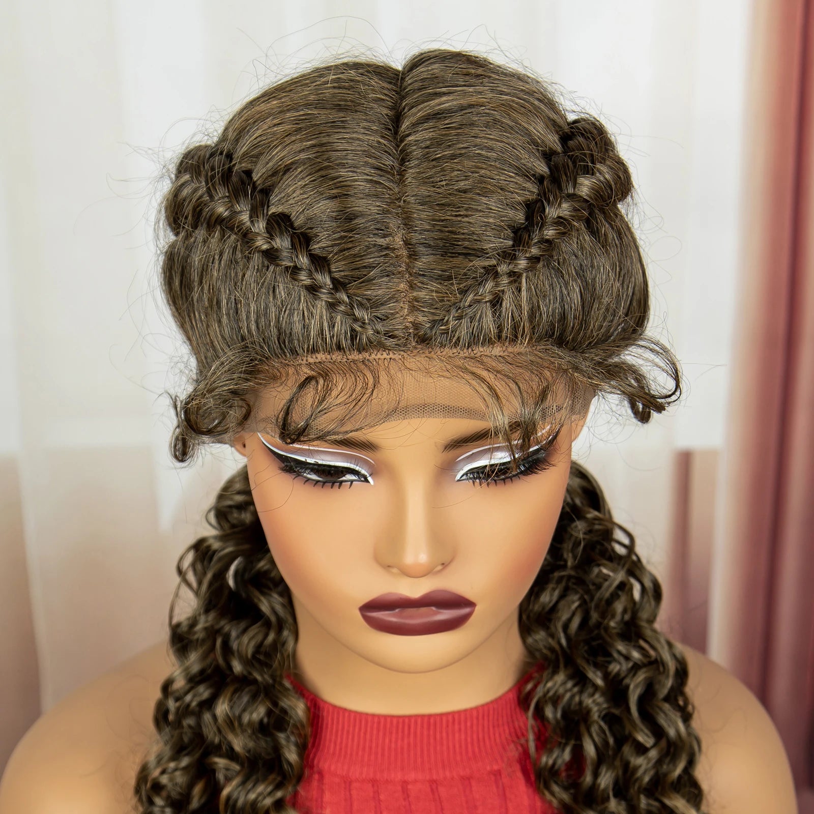 Curly Cornrow Twist Braids Wig | 13x1 T Part Lace | Water Wave | Black Women Luxegan