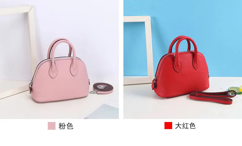 Shell Bag Women's Messenger Bag | Cow Leather Simple Shoulder Bag & Fashion Ladies Classic Handbag (Small Mobile Phone Crossbody Bag) Luxegan