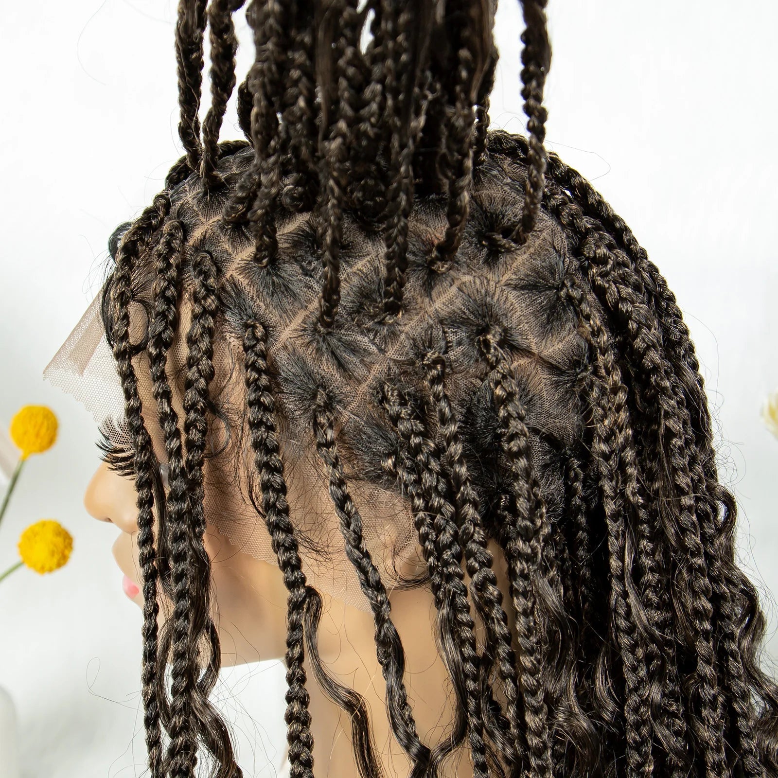 32" Natural Boho Knotless Braids Wig | HD Lace Front | Baby Hair | Synthetic Luxegan