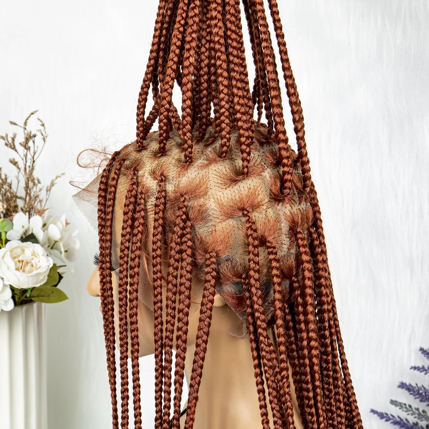 Ginger Faux Locs & Knotless Box Braids Wig | HD Full Lace Synthetic Braided Wig | Transparent Lace | Black Women