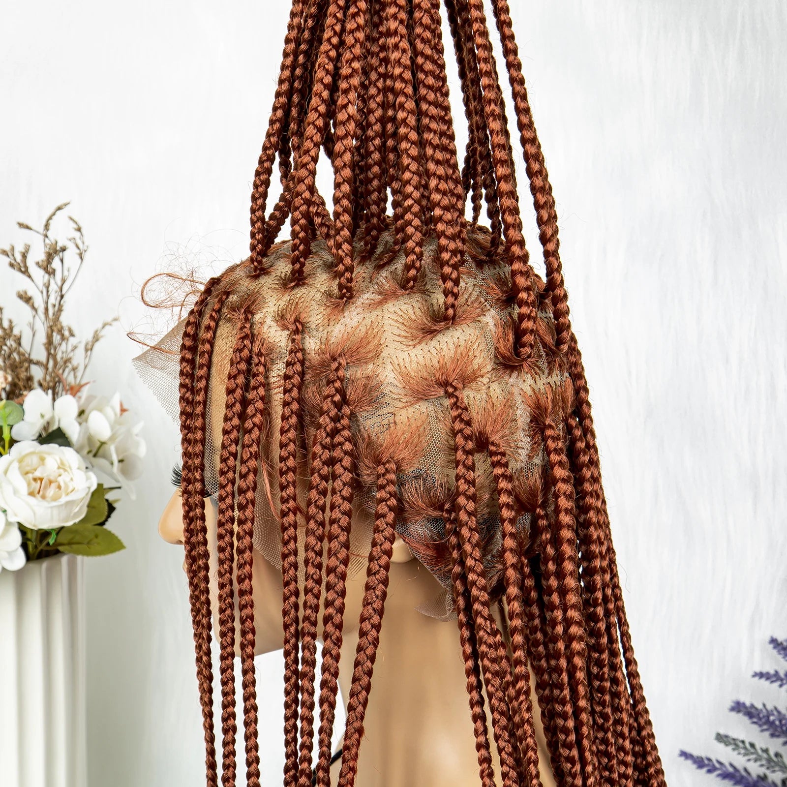 Ginger Faux Locs & Knotless Box Braids Wig | HD Full Lace Synthetic Braided Wig | Transparent Lace | Black Women