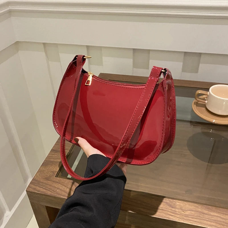 Women's Retro Solid Color PU Leather Shoulder Bag Handbag