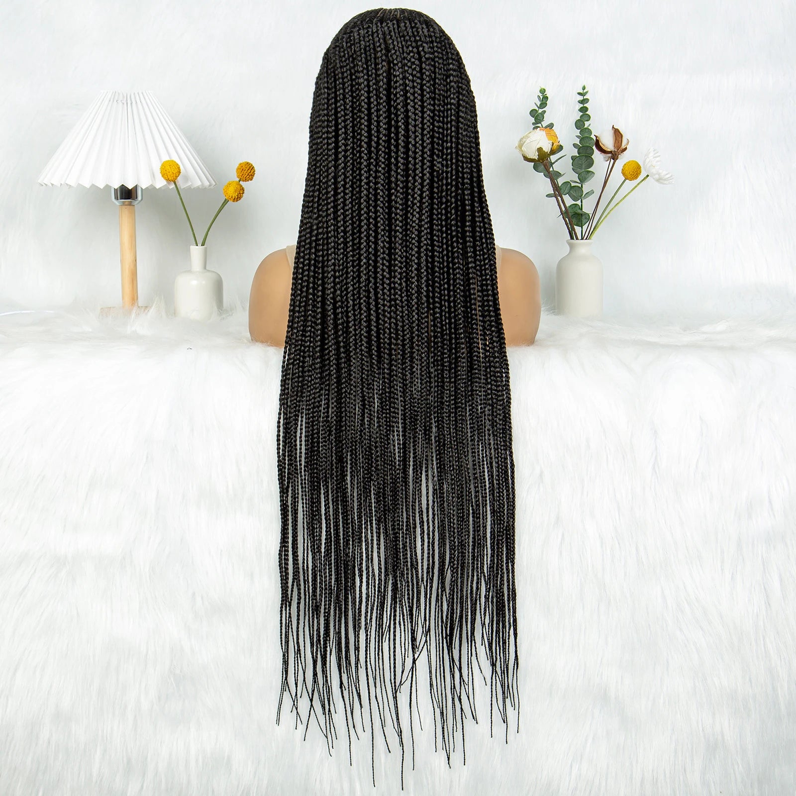 Knotless Box Braids Cornrow Full Lace Braided Wig | Synthetic Crochet Hair for Black Women Luxegan