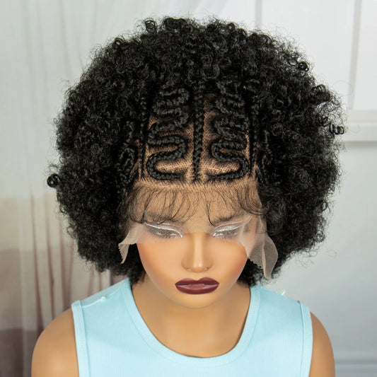 Afro Kinky Curly Cornrow Braids Wig | Transparent Full Lace | Baby Hair Luxegan