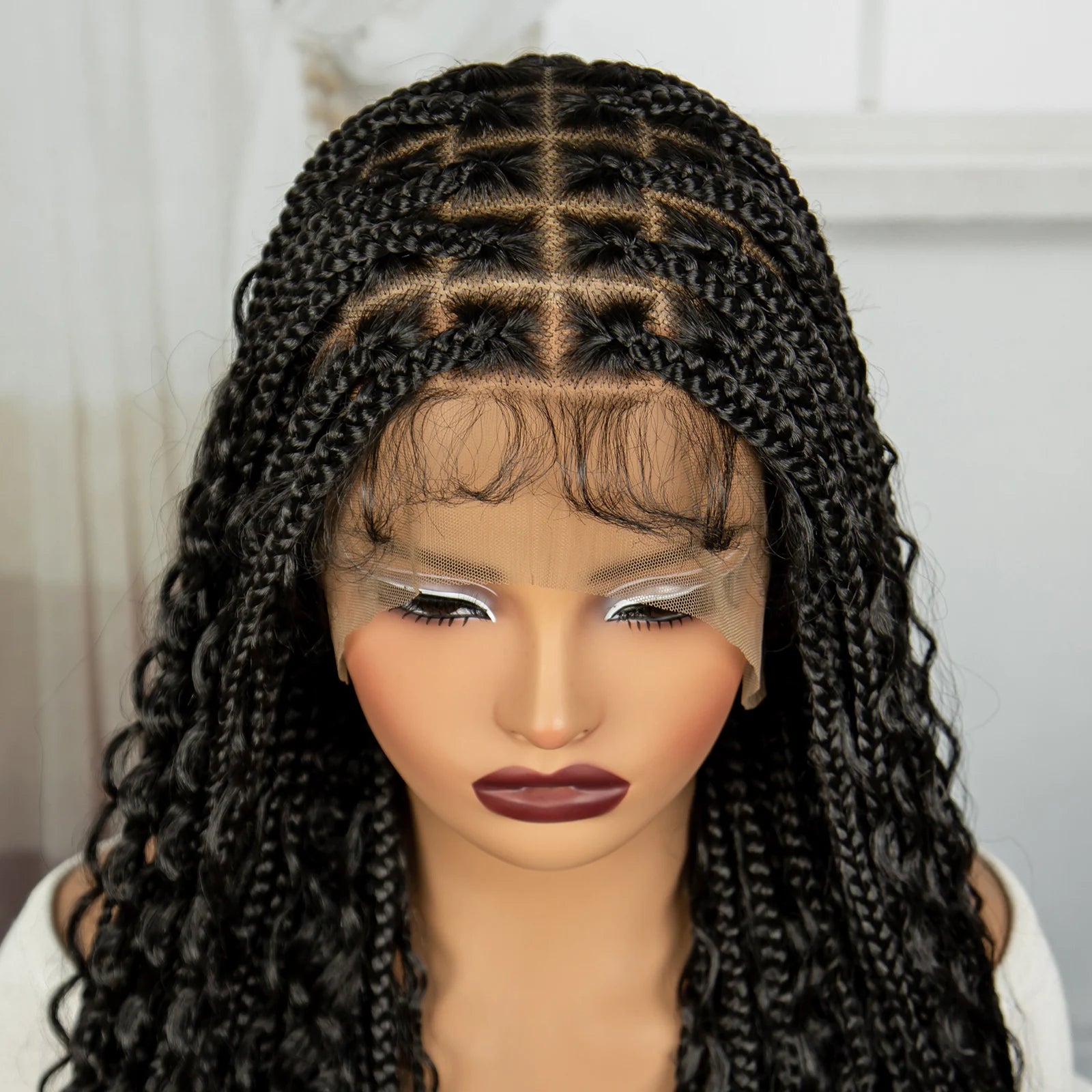 36" Long Boho Knotless Braids Wig | Curly Ends | Full Lace | Baby Hair Luxegan