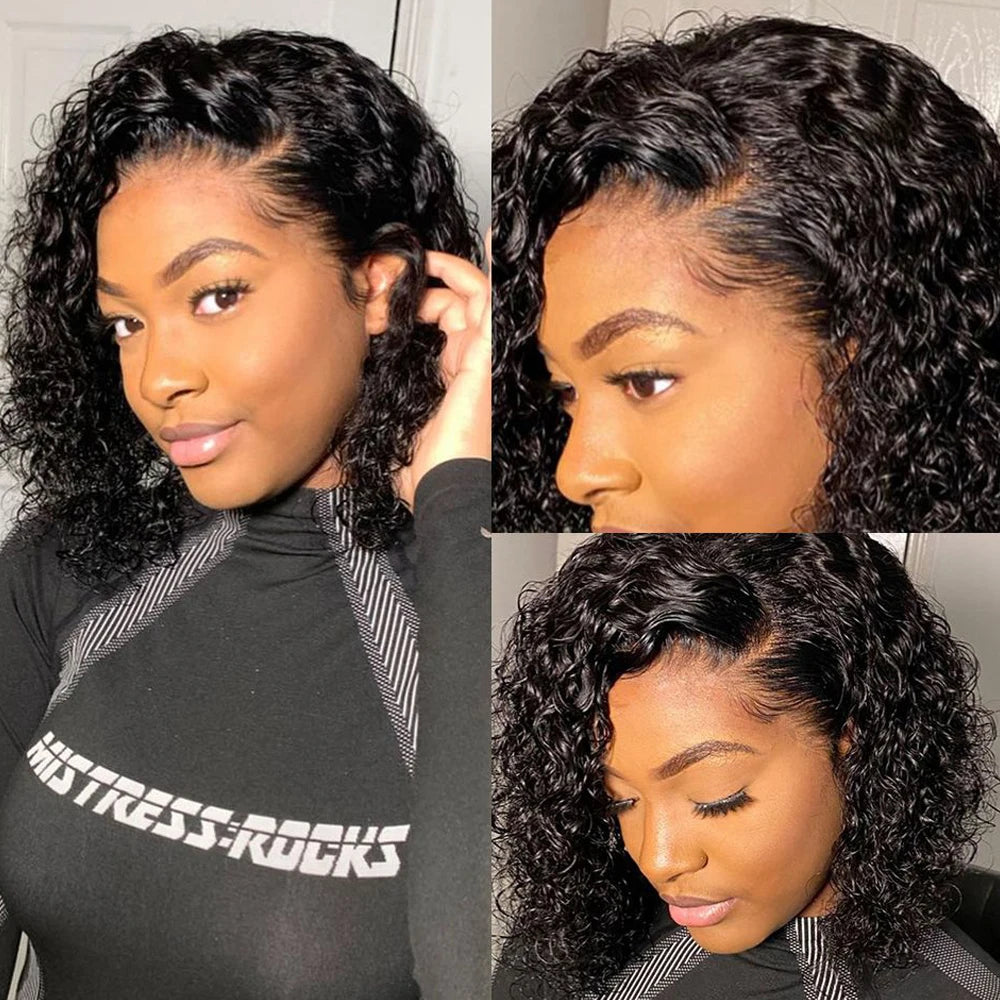 12A Water Wave Bob Wig | Glueless Lace Front Wig | Brazilian Remy Hair | Pre-Plucked Luxegan