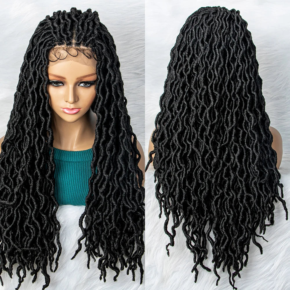 HD Transparent Lace Braided Wig with Lambswool Curls Luxegan