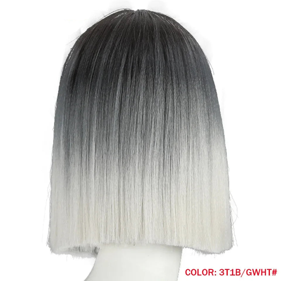 10 Inch Ombre Brown Straight Short Bob Wig | Synthetic Lace Front Wigs for Women (Heat Resistant Fiber, Cosplay & Daily Use) Luxegan