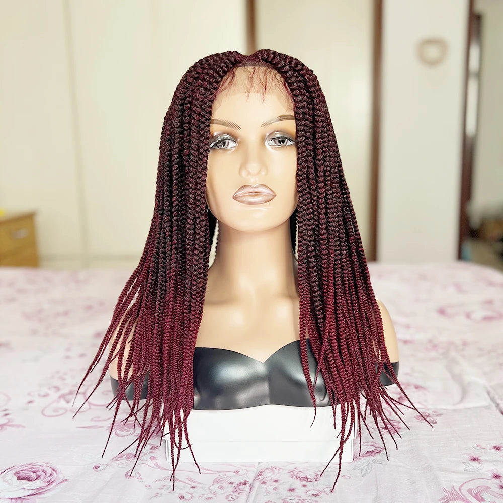 20-30" Braided Lace Front Wig | Ombre Crochet Box Braids | Black Women's Synthetic Hair