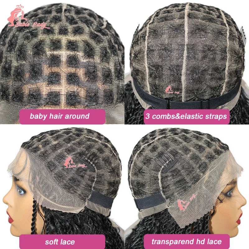 Bohemian Box Braided Wig | Full Lace Senegalese Twist & Goddess Locs Styles | Synthetic Braided Wig | Light Brown Lace