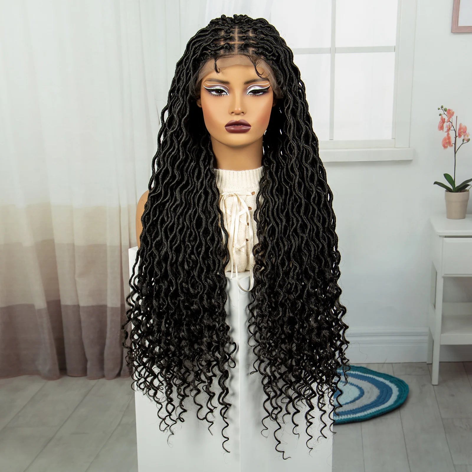 32" Water Wave Dreadlocks & Knotless Braids Wig | Lace Front | Baby Hair Luxegan