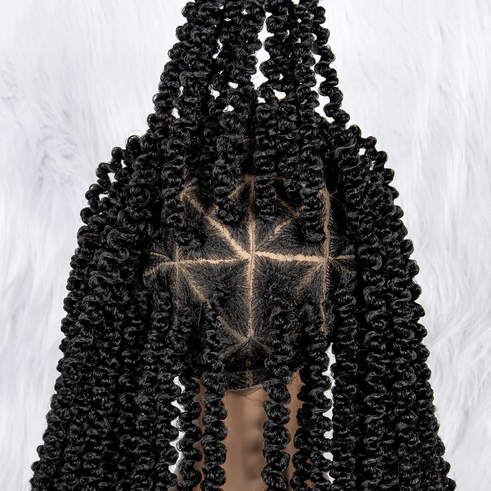 KIMA 18" Curly Tip Braided Wig | Full Lace with Baby Hair Luxegan