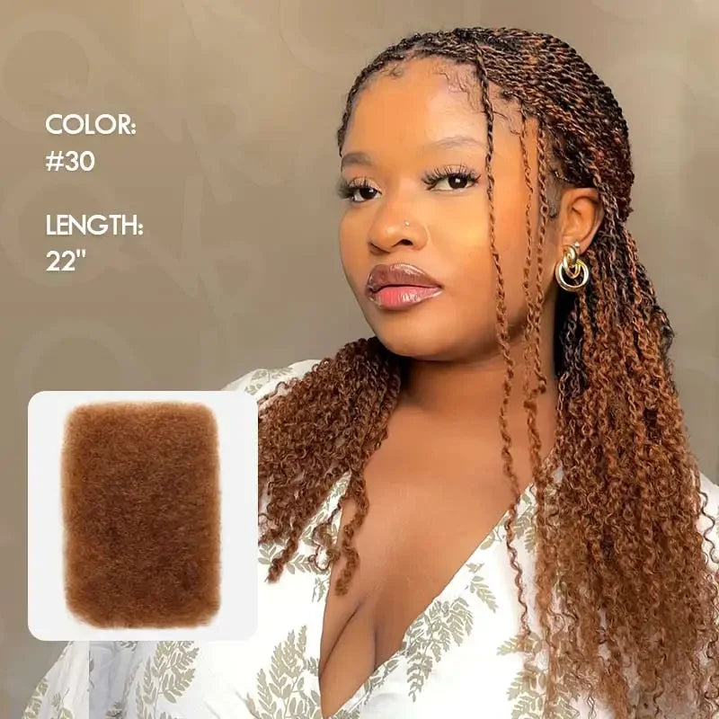 Brazilian Afro Kinky Bulk Human Hair for Braiding - Remy Hair Bundles (Natural Black)