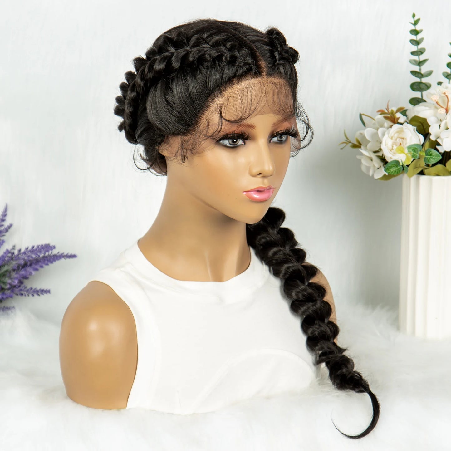 KIMA Dutch Braids Wig | 13x4 Lace Front | Kinky Curly Edges | Baby Hair Luxegan