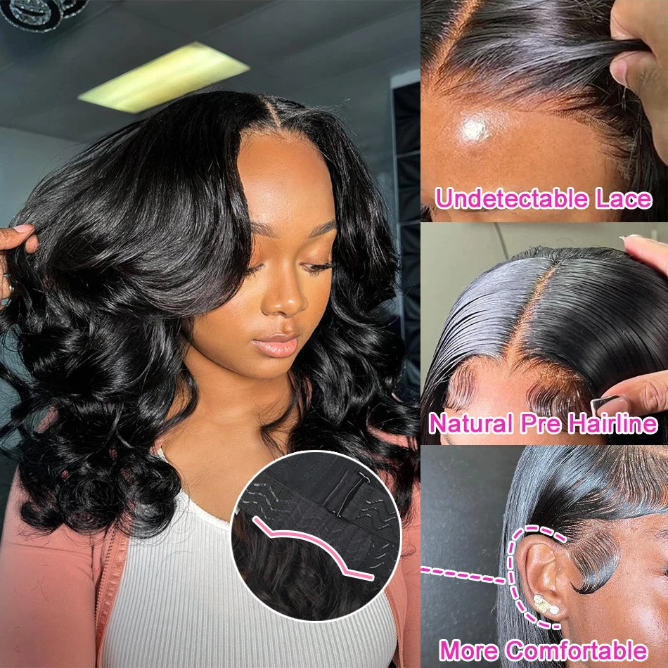 200% Density Short Bob Wig | Sophisticated 4x6 HD Transparent Lace Closure | Elegant Body Wave & Water Wave Brazilian Human Hair | "Dignified" 4–16 Inch Glueless Remy Wig for Radiant Versatile Styling Luxegan