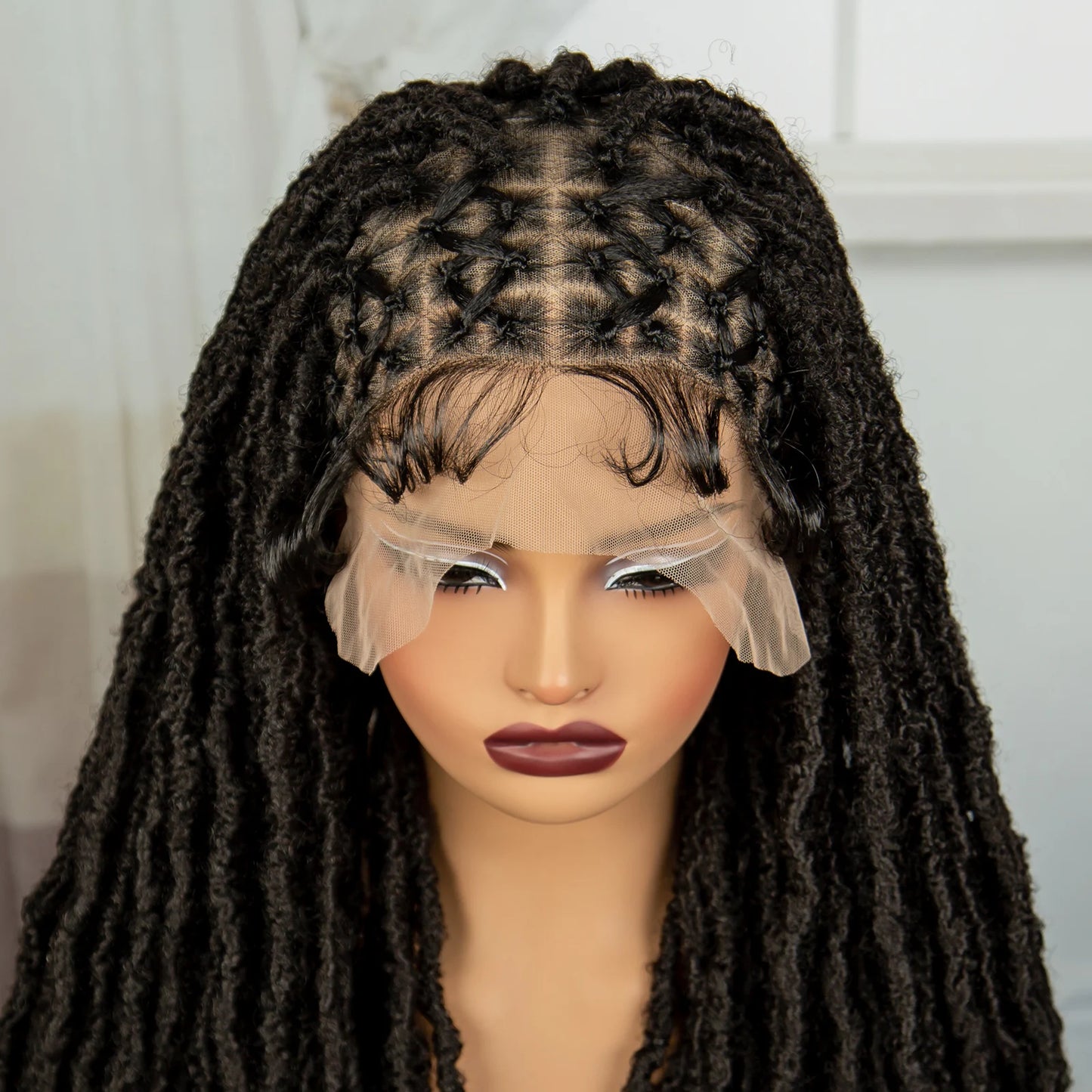 28" Cornrow Faux Locs Full Lace Wig | Goddess Braids | Baby Hair | Knotless Box Braids Luxegan