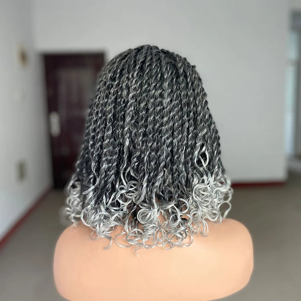 Kinky Twist Box Braided Bob Wig | Crochet Cap | 6 Colours