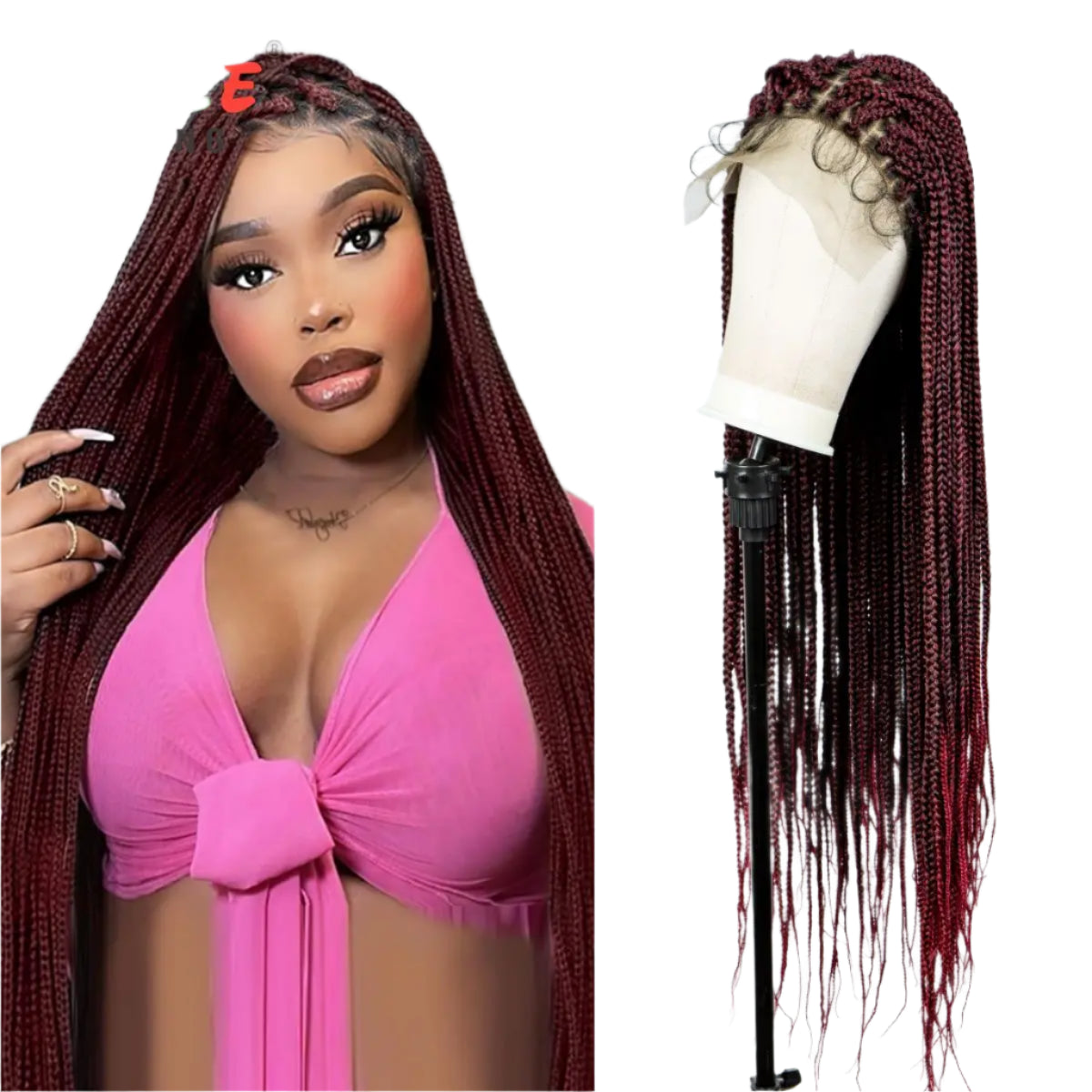 36" Ombre Knotless Braids Wig | 1B/27 | 9x6 Lace Front | Baby Hair Luxegan