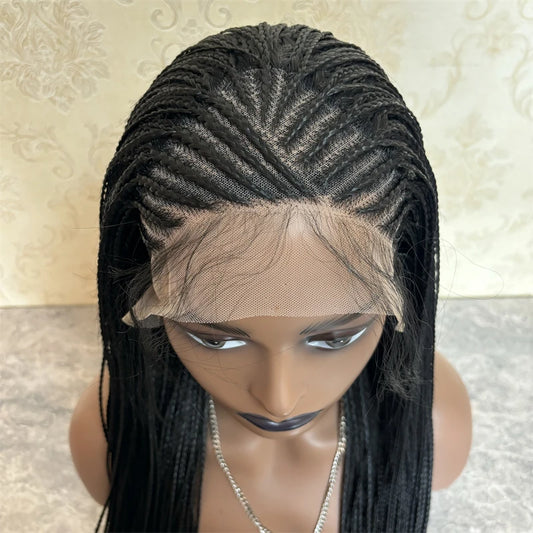 28 Inch Cornrow Box Braids Wig | Lace Frontal | Baby Hair