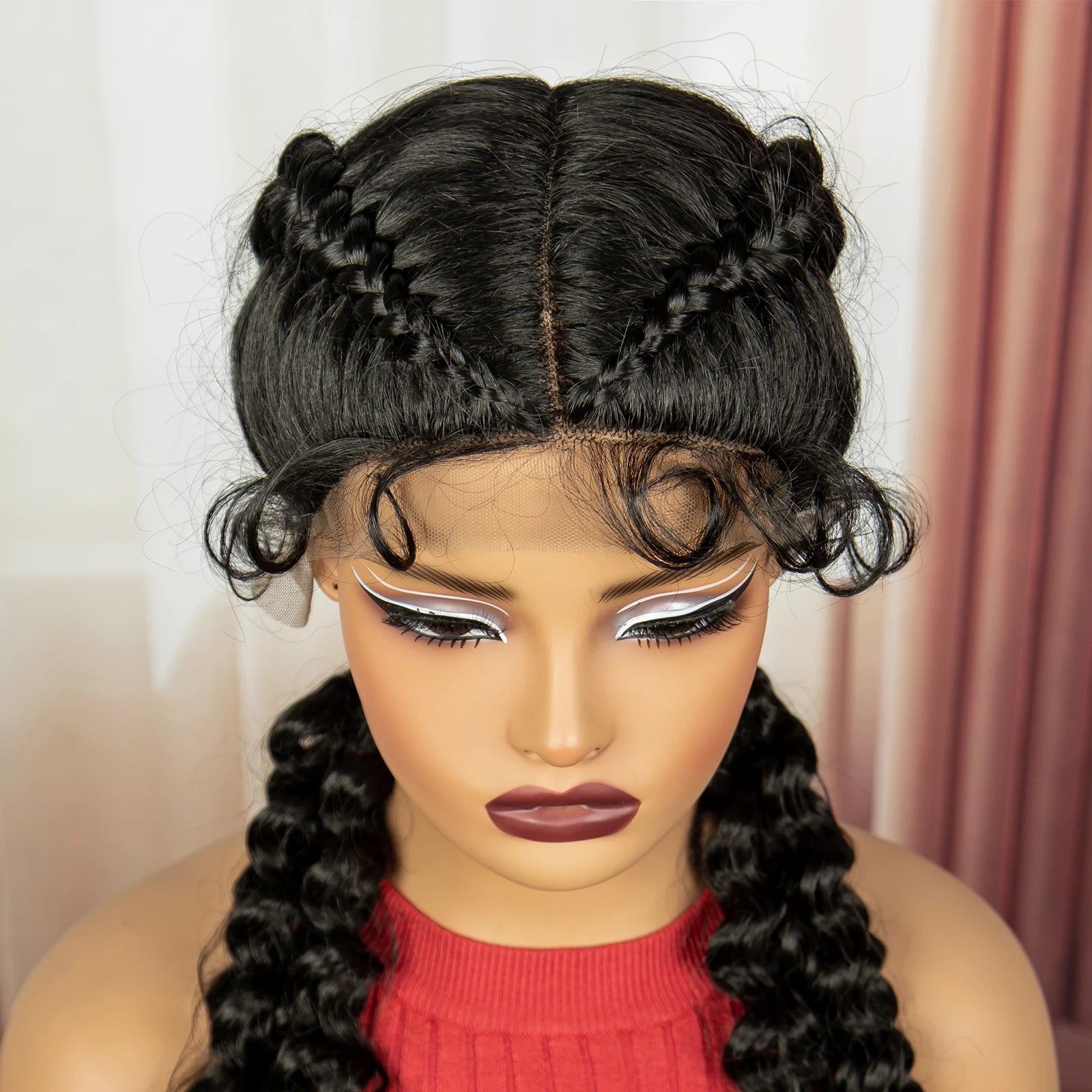 Curly Cornrow Twist Braids Wig | 13x1 T Part Lace | Water Wave | Black Women Luxegan