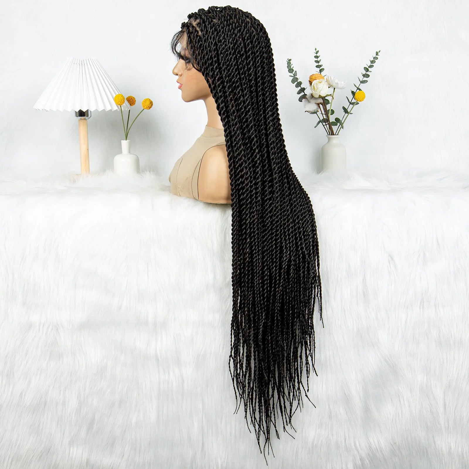 KIMA 38" Micro Twist Braided Wig | Transparent Double Full Lace Luxegan