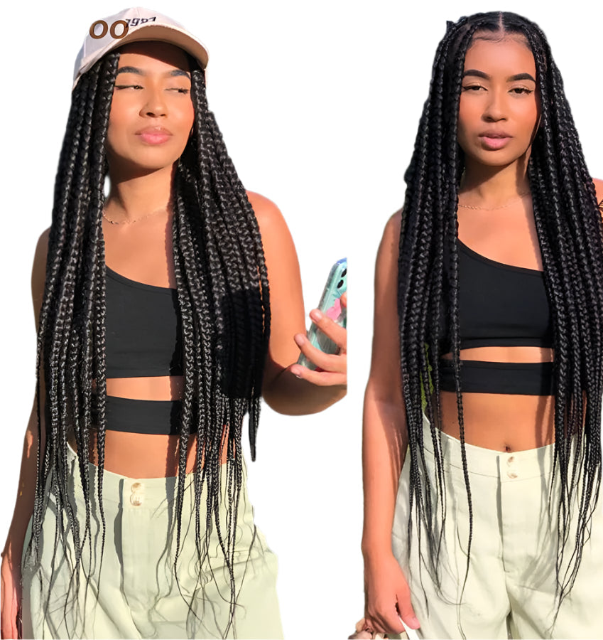 36" Jumbo Knotless Cornrow Braids Wig | Incoo HD Full Lace Braided Wig | Transparent Lace | Black Women
