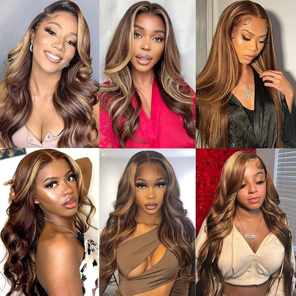 Highlight Ombre 4/27 Lace Front Wig | Honey Blonde Body Wave | Pre-Plucked Baby Hair | HD Lace | 200% Density