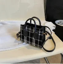 Women's Mini Handbag & Ladies Pouch | Fashion Check Pattern Shoulder Bag & Crossbody Messenger Bag (Lightweight Simple Elegant Tote) Luxegan
