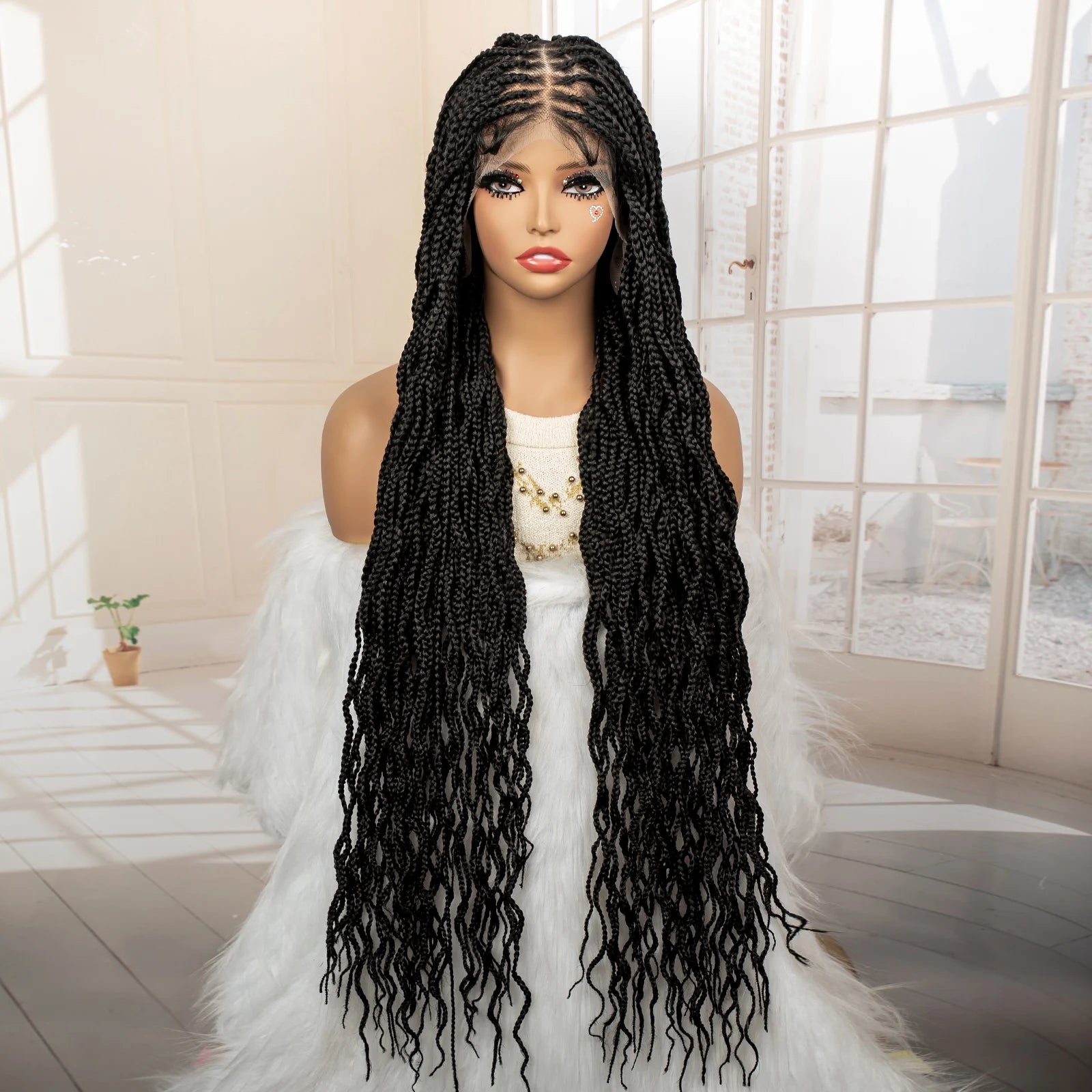 36" HD Full Lace Box Braided Wig | Ginger Color #350 | Lace Frontal Braids | Baby Hair | Synthetic Hair Wig