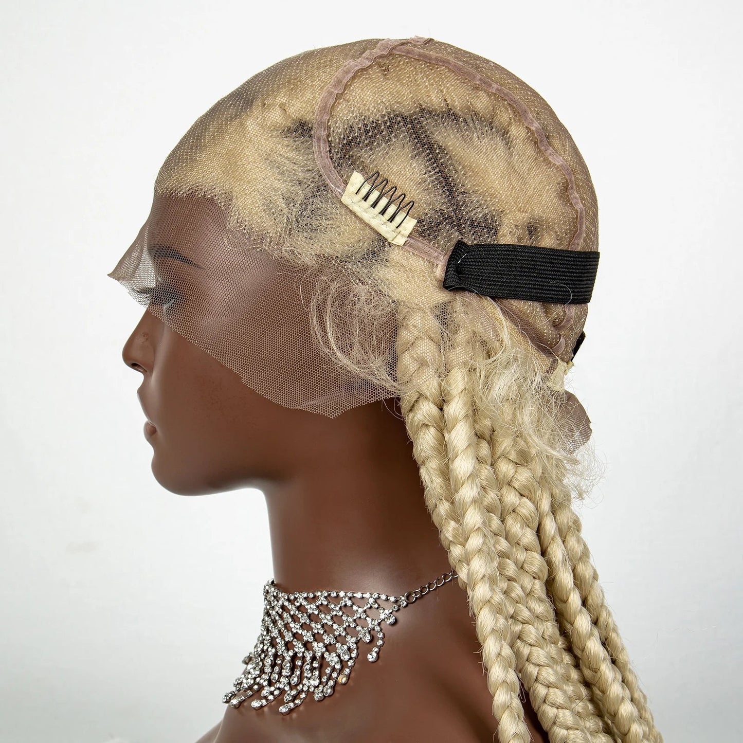 36" Purple Knotless Box Braids Wig | Transparent Full Lace | Baby Hair | Synthetic Luxegan