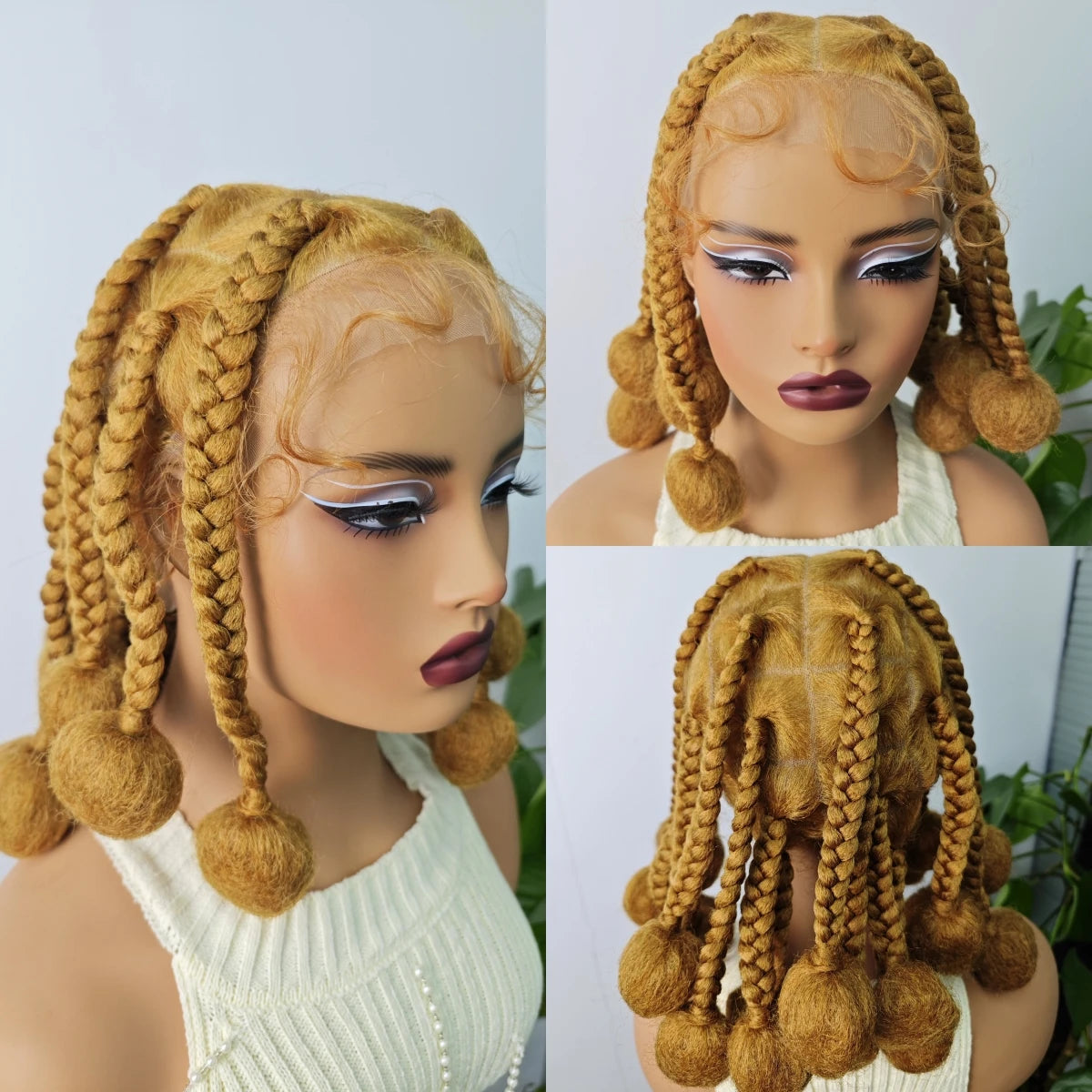12" Ginger Orange Knotless Box Braiding Wig | Transparent Lace Front Synthetic Hair with Baby Hair Luxegan