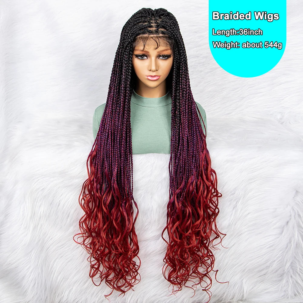 Gradient Water Wave Knotless Box Braids Wig | 9x6 Lace Front | Baby Hair Luxegan