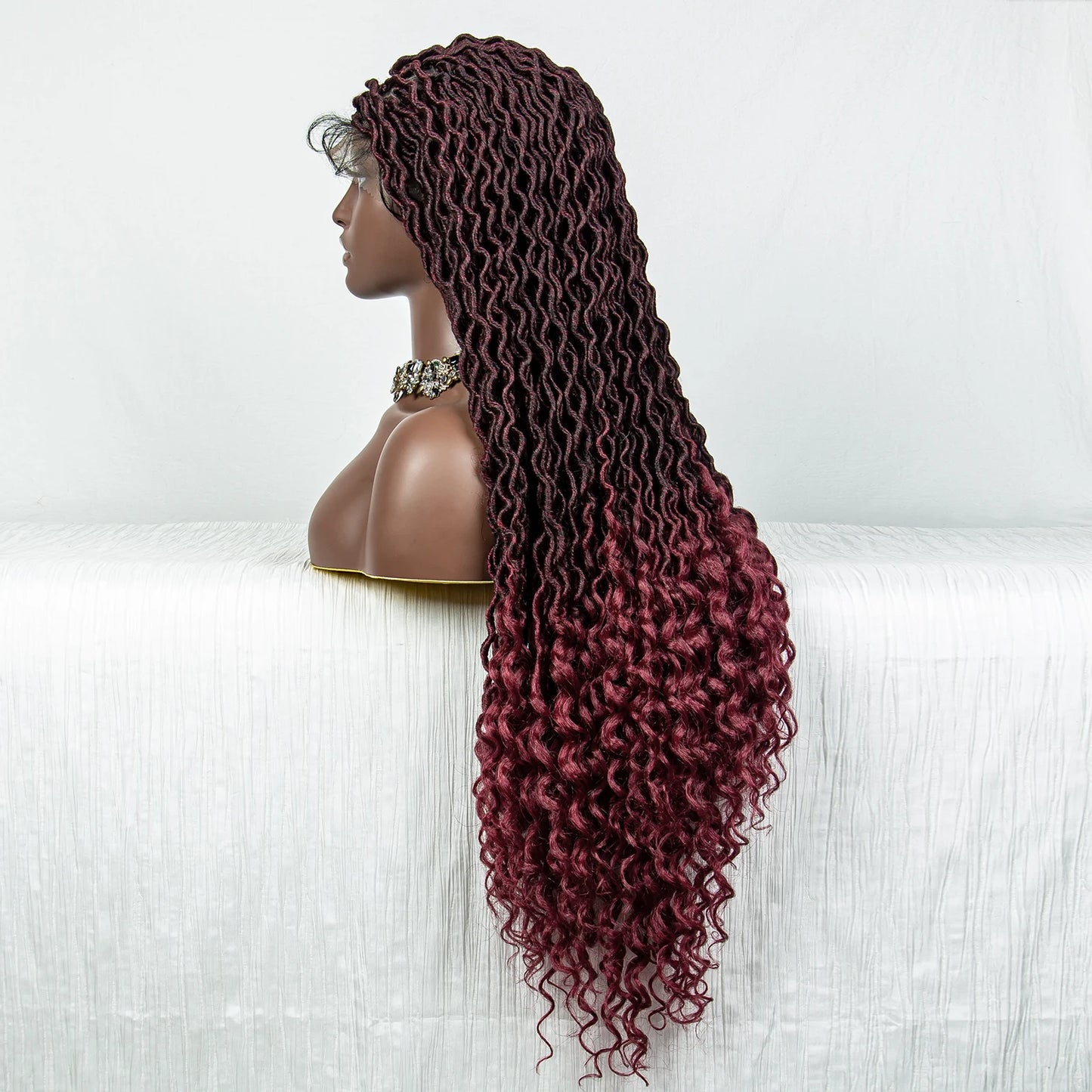 Colorful Dreadlocks & Water Wave Braids Wig | Lace Front | Baby Hair Luxegan